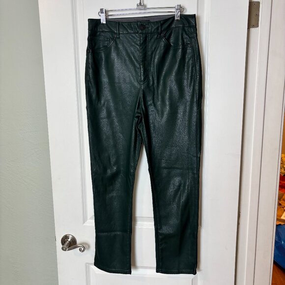 Express Faux Leather Pants Forest Green Slim Fit High Rise Size 8 - Picture 1 of 7